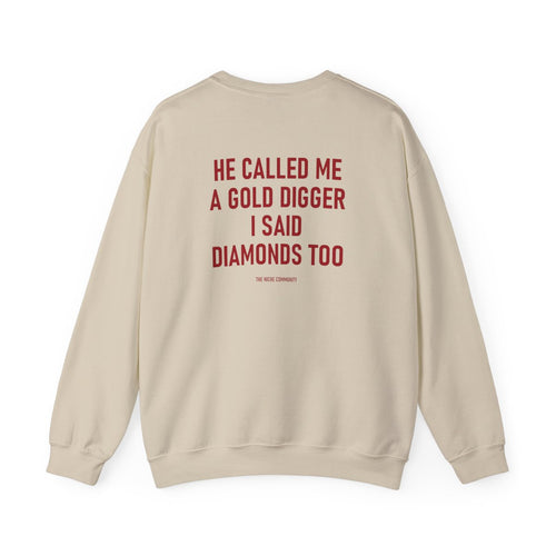 Diamonds Too* Crewneck Sweatshirt in Sand, back
