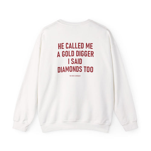 Diamonds Too* Crewneck Sweatshirt in White, back