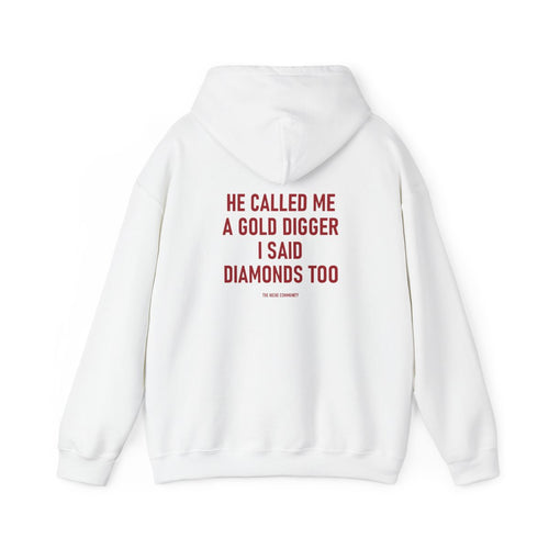 Diamonds Too* Hoodie in White, back