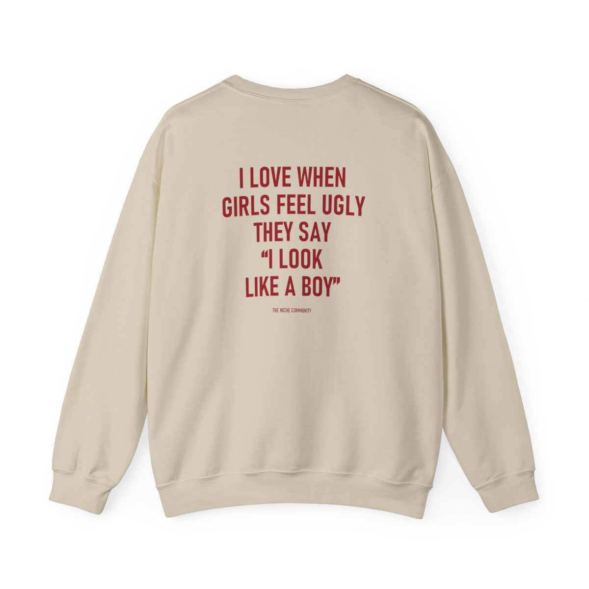 Like A Boy* Crewneck Sweatshirt in Sand, back